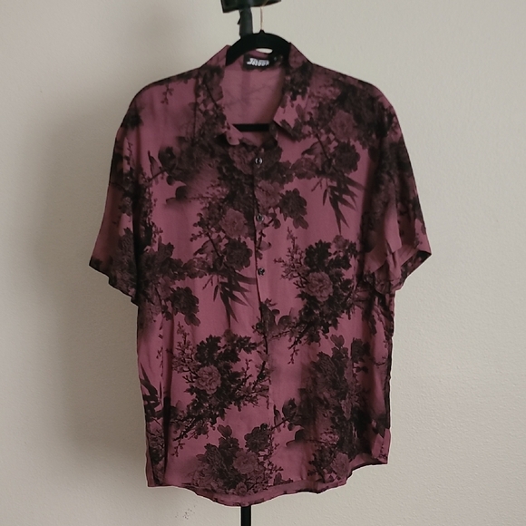 Jōtōōk Other - Floral Patterned Men's Shirt - Maroon and Black